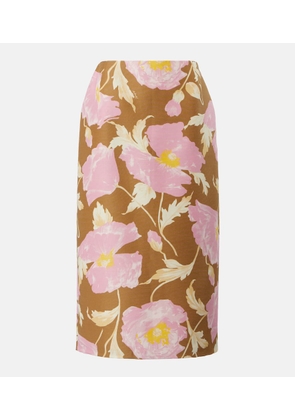 La DoubleJ Floral wool-blend cady pencil skirt