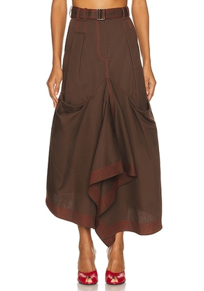 Christopher John Rogers Trumpet Skirt in Tiramisu - Brown. Size 0 (also in 4).