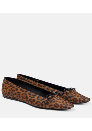 Saint Laurent Poppy leopard-print grosgrain ballet flats