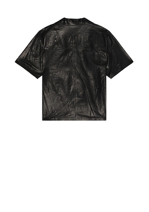 Amiri Lightweight Leather Camp Shirt in Black - Black. Size 48 (also in 50, 52).