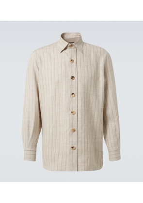 Rubinacci Pinstripe linen and wool overshirt
