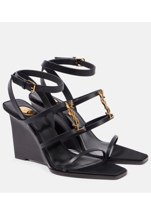 Saint Laurent Cassandra 90 leather wedge sandals