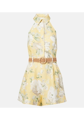 Zimmermann Acacia floral halterneck linen romper