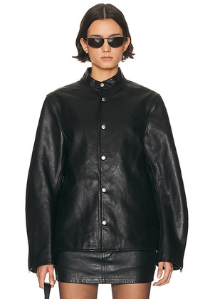 Alexander Wang Curved Sleeve Moto Jacket in Black - Black. Size XS (also in ).