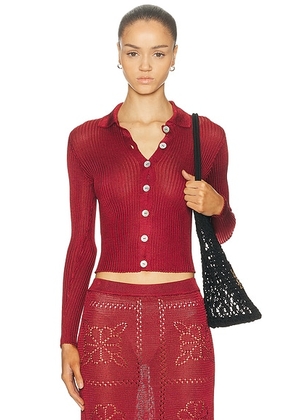 Calle Del Mar Long Sleeve Cardigan in Oxblood - Wine. Size L (also in M, S, XS).