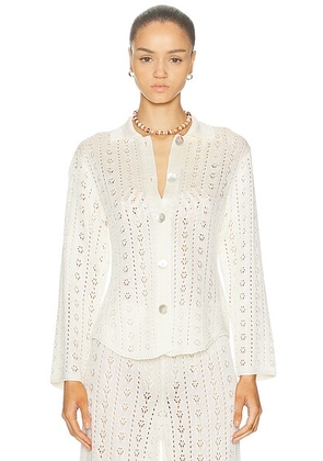 Calle Del Mar Tailored Eyelet Shirt in Natural - Ivory. Size L (also in M, S, XS).