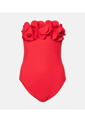 Karla Colletto Tess floral-applique bandeau swimsuit