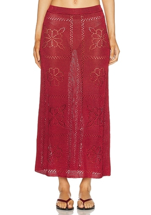 Calle Del Mar Floral Tile Skirt in Oxblood - Wine. Size L (also in S, XS).