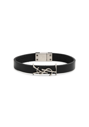 Saint Laurent Logo Leather Bracelet - Black - M