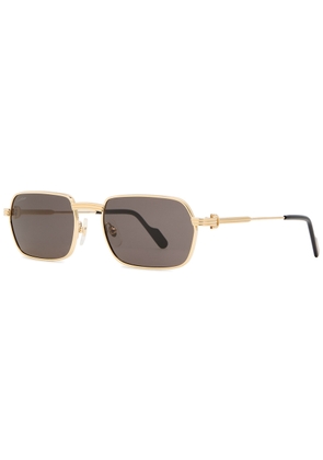 Cartier Rectangle-frame Sunglasses - Gold - One Size