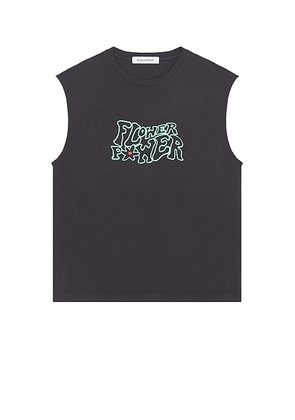 District Vision California Cotton Cut-Off Tee in Flower Power Black - Black. Size S (also in XL/1X).