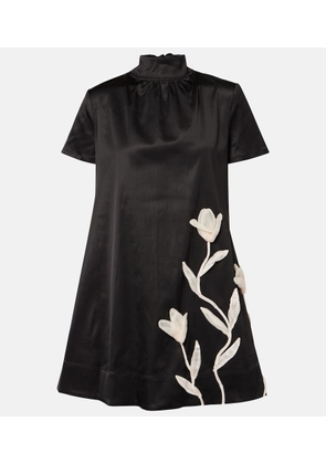 Staud Ilana floral-applique satin minidress
