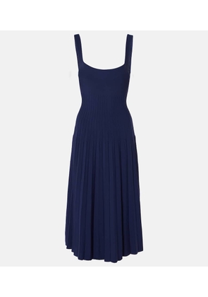 Staud Ellison pleated compact-knit midi dress