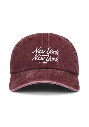 Corridor Script NY NY Cap in Burgundy - Burgundy. Size all.