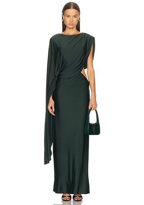 EAVES Ingrida Maxi Dress in Dark Emerald - Dark Green. Size L (also in M, S, XL, XS).