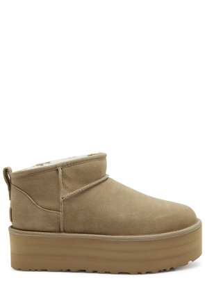 UGG Classic Women's Designer Ultra Mini Sand Suede Flatform Boots UK7 - 40 (IT40/ UK7)
