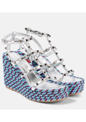 Valentino Garavani Rockstud leather espadrille wedges