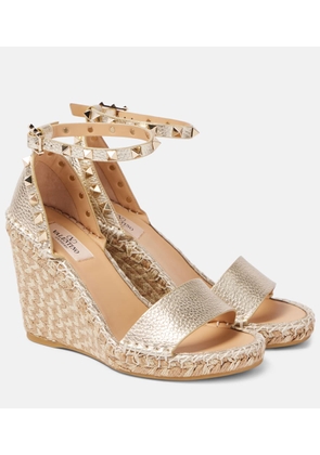 Valentino Garavani Rockstud Double 105 leather espadrille wedges