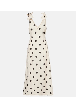 Zimmermann Polka-dot bow-detail linen midi dress