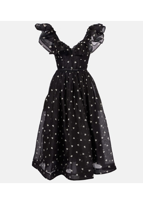 Zimmermann Crush polka-dot ruffled linen and silk midi dress