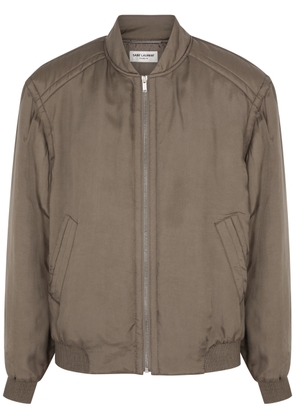 Saint Laurent Teddy Washed Satin Bomber Jacket - Khaki - 50 (IT50 / L)