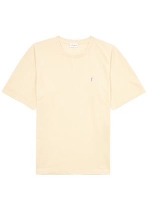 Saint Laurent Cassandre Logo-embroidered Cotton-blend T-shirt - Yellow - Xxl