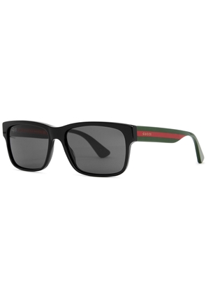 Gucci Sylvie Rectangle-frame Sunglasses, Sunglasses, Black