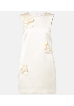 Self-Portrait Floral-applique satin minidress