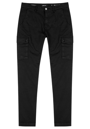 Replay Jann Hyperflex X.lite Black Slim-leg Cargo Trousers - 34