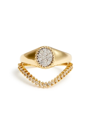 Yvonne Leon Mini Chevalière Ovale & Bague Vague 9kt Gold Rings - 52