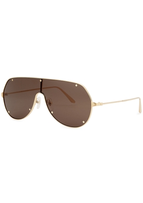 Cartier Santos De Cartier Mask Sunglasses, Sunglasses, Gold-tone