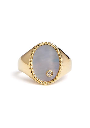 Yvonne Leon Chevaliere Ovale Nacre 9kt Gold Signet Ring - Pearl - 52
