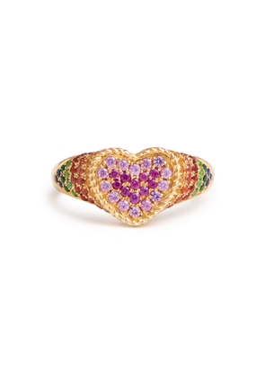 Yvonne Leon Baby Chevaliere Coeur 9kt Gold Pinky Ring - Multicoloured - 46