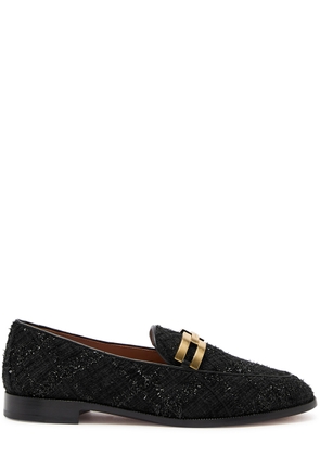 Aquazzura Brandi Tinsel-weave Tweed Loafers - Black - 37 (IT37 / UK4)