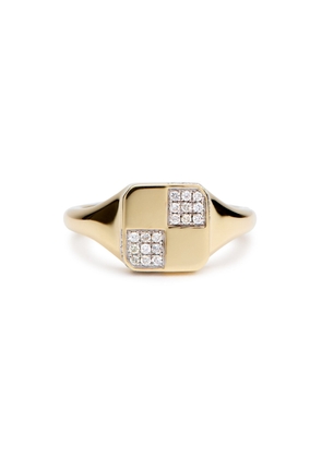 Yvonne Leon Baby Chevaliere Damier 9kt Gold Pink Ring - 50 (UK K / US 5.5)