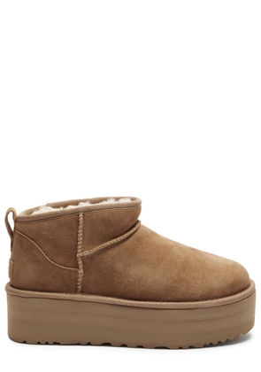 UGG Classic Women's Designer Ultra Mini Tan Suede Flatform Boots UK7 - 7