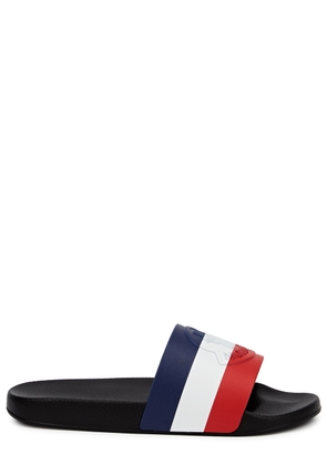 Moncler Basile Striped Rubber Sliders, Black, White, red and Blue - 6