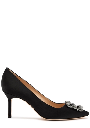 Manolo Blahnik Hangisi 75 Silk-satin Pumps - Black