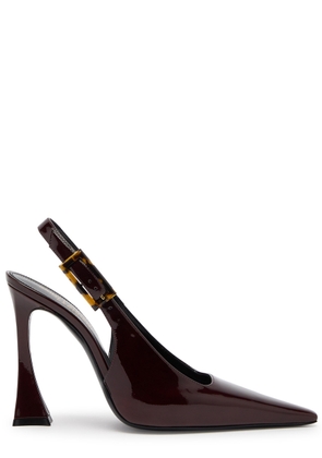 Saint Laurent Dune 110 Patent Leather Slingback Pumps - Chocolate