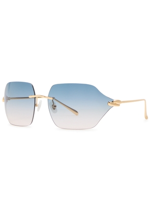 For Art's Sake Serpent II 18kt Gold-plated Wrap-around Sunglasses - Blue Light - One Size