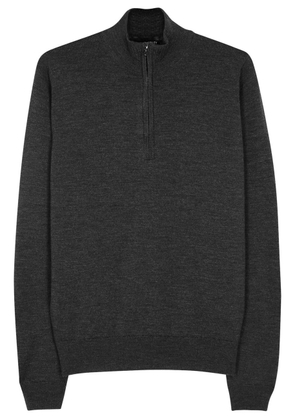 John Smedley Wyvern Navy Half-zip Merino Wool Jumper - Charcoal - XL