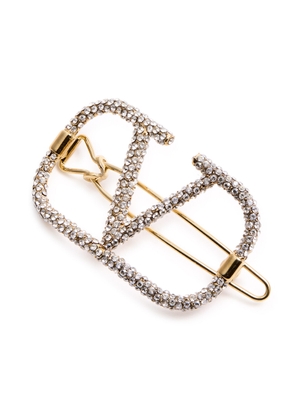 Valentino Garavani Vlogo Crystal-embellished Hair Clip - Gold - One Size