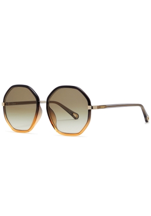 Chloe Two-tone Octagon-frame Sunglasses - Brown - One Size