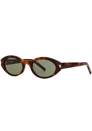 Saint Laurent Oval-frame Sunglasses, Designer Sunglasses, Green