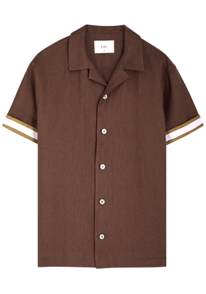 Che Valbonne Stripe-trim Linen Shirt - Brown - S