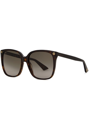Gucci Tortoiseshell Square-frame Sunglasses, Sunglasses, Havana