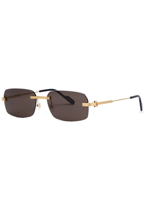Cartier Rimless Rectangle-frame Sunglasses - Gold - One Size
