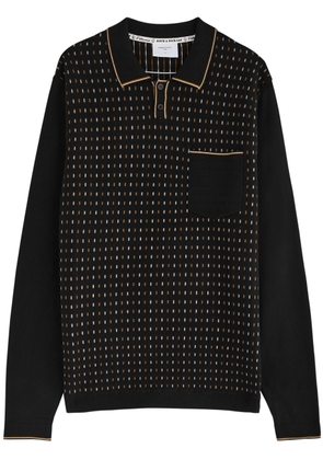 Percival Kihara Striped Cotton Polo Shirt - Black - S