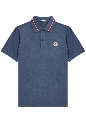 Moncler Logo Piqué Cotton Polo Shirt - Petrol - S