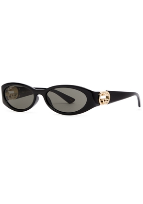Gucci Oval-frame Sunglasses - Black - One Size
